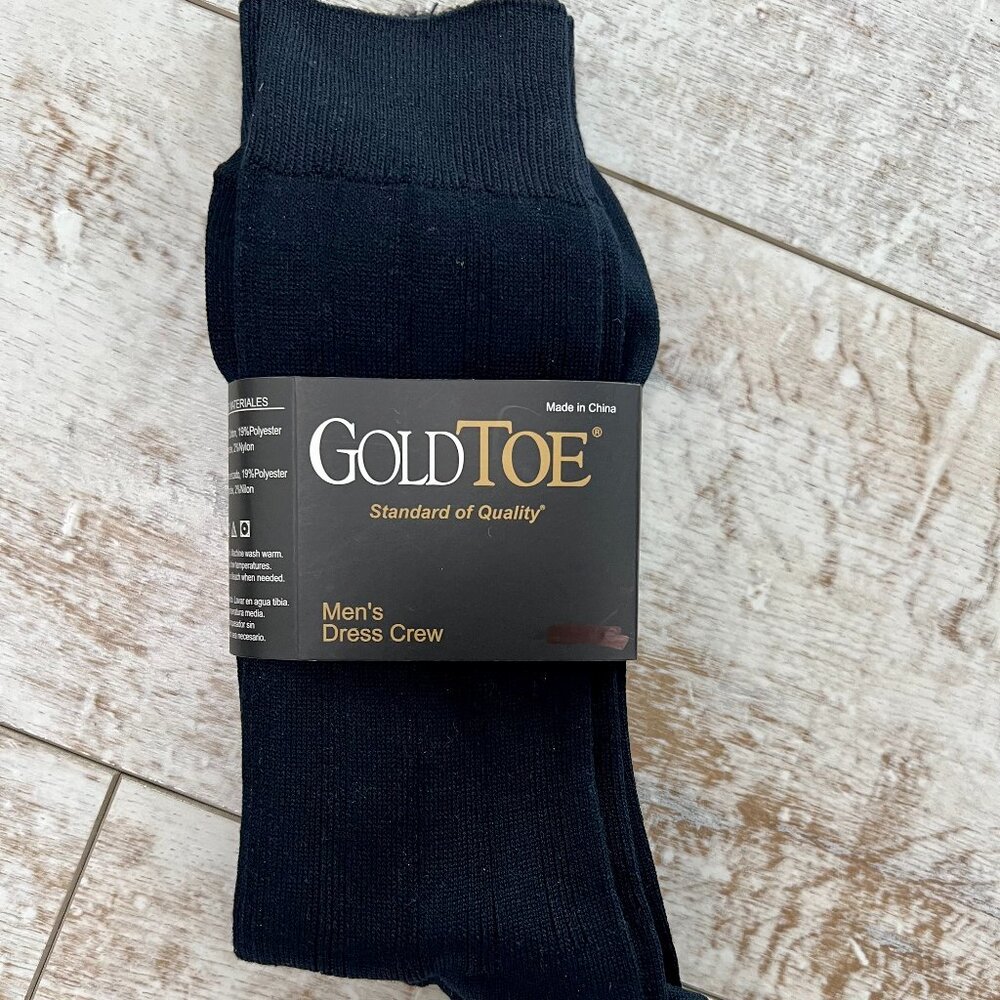 2-Pair Gold Toe Black Men's Dress Crew Socks